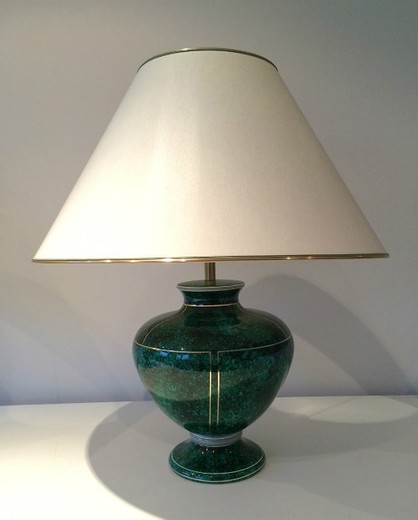 старинная пара керамических ламп в стиле арт деко