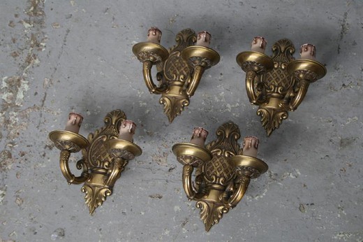 set of antique wall lights in metal