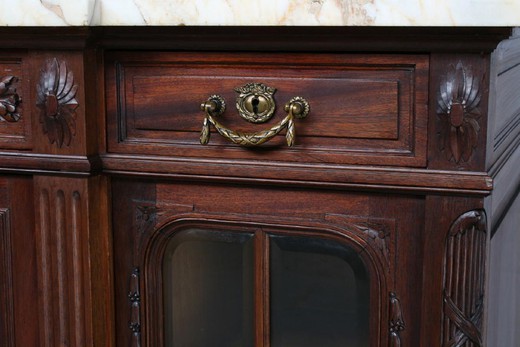 furniture antique pair servers walnut and marble