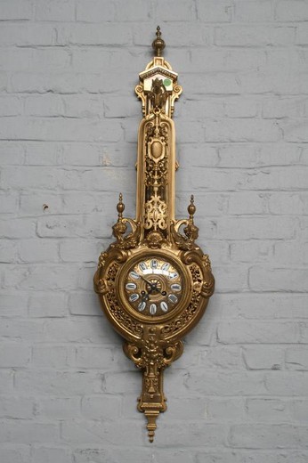 старинные парные часы с барометром
