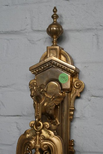 antiqu bronze wall clock with barometer