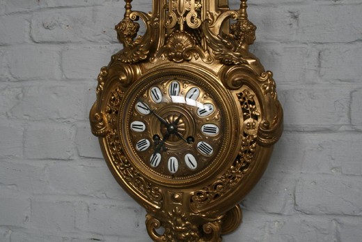 бронзовые часы антик с барометром
