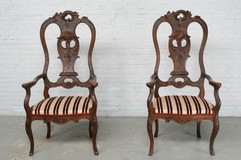 A couple of Louis XV armchairs 1890