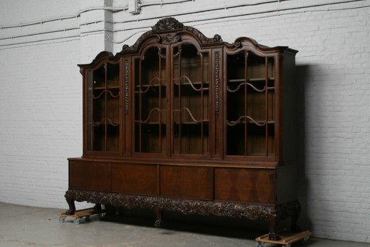 мебель антик - шкаф для книг из дуба, 1930 года, чиппендейл