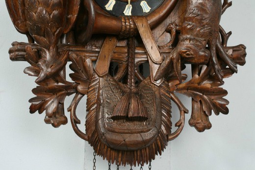старинные часы на стену, орех, стиль черный лес, начало 20 века