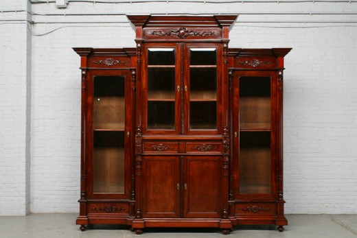 антикварная мебель - книжный шкаф ренессанс из красного дерева