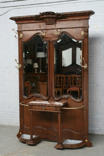 мебель антик - вешалка с зеркалом, дуб, франция