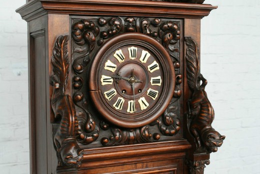 старинные часы из ореха в стиле ренессанс, 19 век