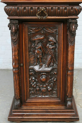 мебель антик - большие напольные часы в стиле ренессанс, 19 век, орех