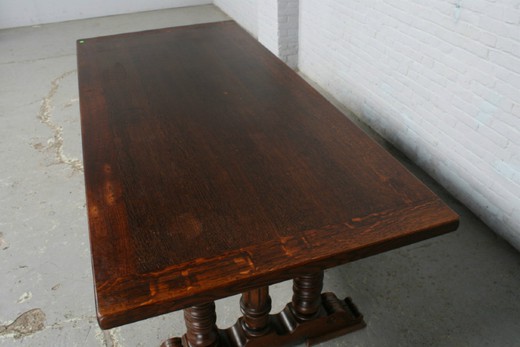 мебель антик - испанский столовый гарнитур из дерева с кожей, 20 век