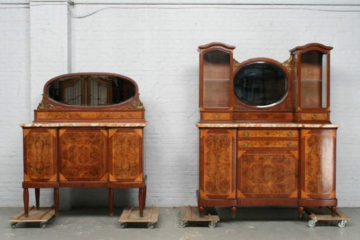 антикварная мебель - буфет и полубуфет из ореха ар деко, 20 век