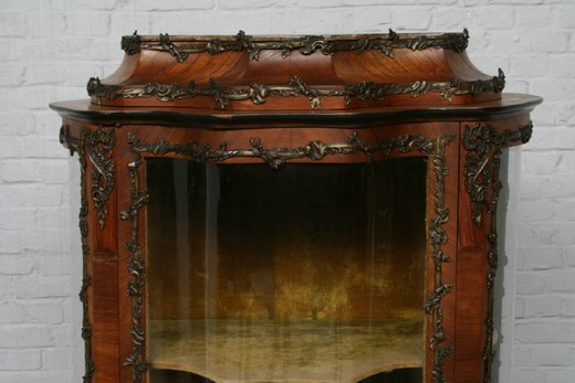 винтажная мебель - витрина людовик 14 из палисандра и мрамора, 19 век