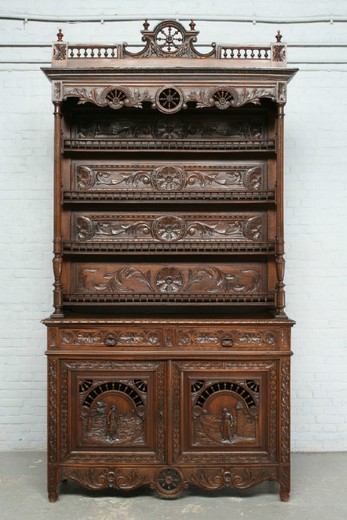 антикварная мебель - полубуфет бретон из дуба, 1900 год