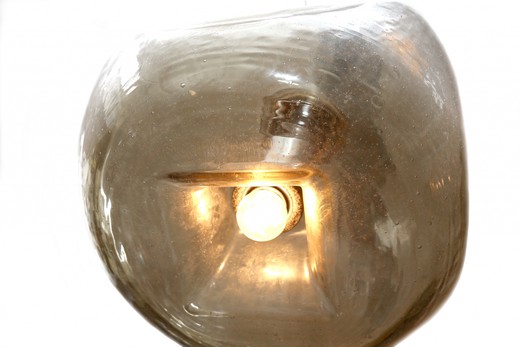 винтажный металлический светильник шар, стекло и хром, 20 век