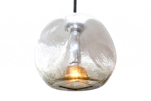 старинный металлический светильник шар, стекло и хром, 20 век