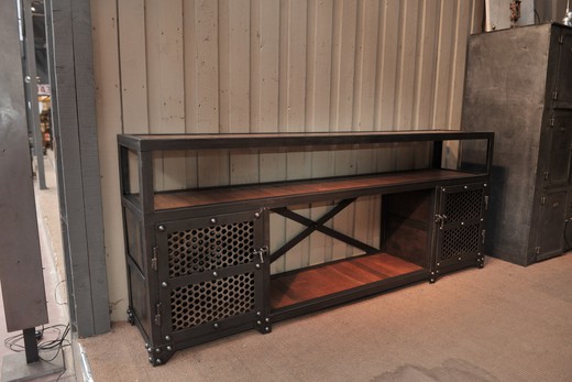 мебель в индустриальном стиле - шкаф из металла и дуба