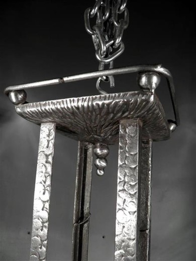 антикварная люстра в стиле арт-деко, железо и стекло, 20 век