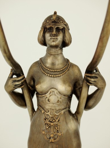 винтажная настольная лампа из бронзы, стиль египта, 20 век