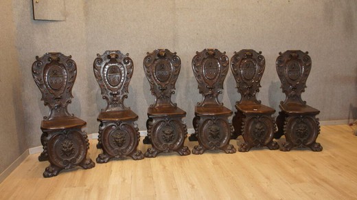 антикварные стулья ренессанс из ореха, 19 век