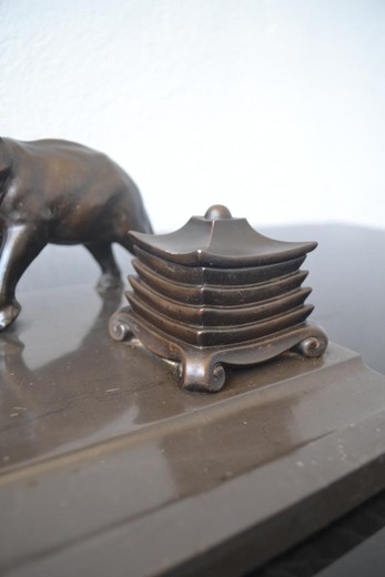 Antique inkwell in the style of Art Deco. It is made of metal. France, the 20th century.