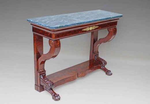 old console in marble and mahogany