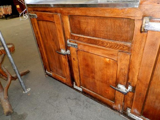 vintage bar counter of oak and spelter