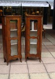 pair glass display cabinets