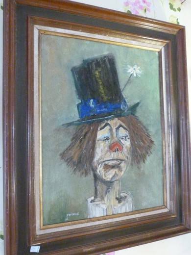 портрет клоуна из картона антик