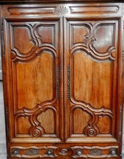 antique furniture wardrobe in oak in rococo style