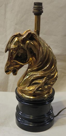 антикварная лампа из бронзы лошадь