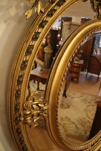антикварное зеркало наполеон 3 из дерева с сусальным золотом