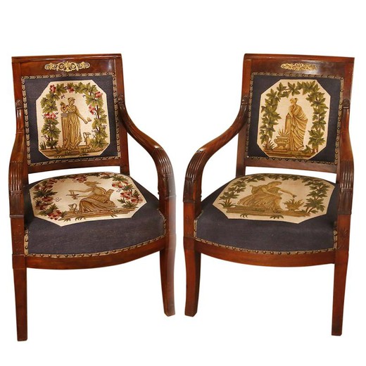 антикварная мебель - парные кресла в стиле ампир