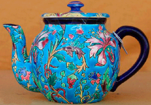 старинный чайник с росписью и эмалью