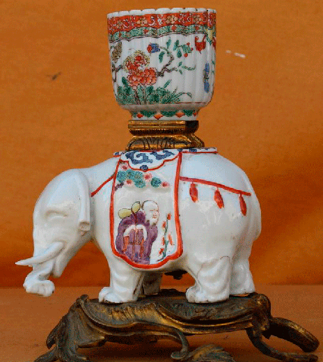 антикварная чашка со слоном в китайском стиле