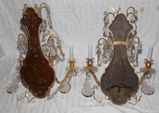 винтажные парные бра из хрусталя и бронзы, 19 век