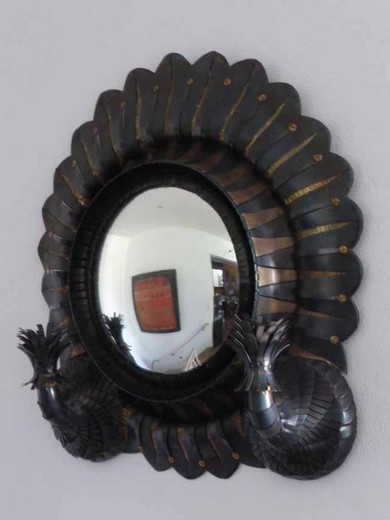 антикварное сферическое зеркало из металла, 20 век
