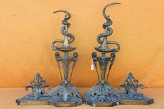 antique bronze andirons 19th C
