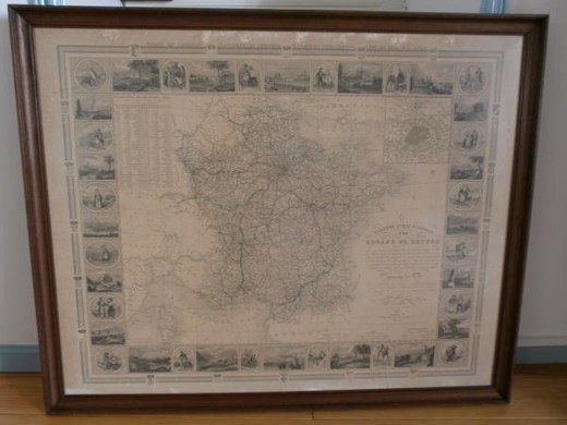 антикварная карта дорог франции, 19 век