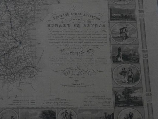 старинная карта дорог франции, 19 век