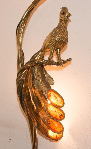 старинный напольный светильник из латуни, стиль модерн