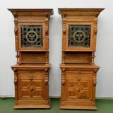 antique pair buffets with beveled glass