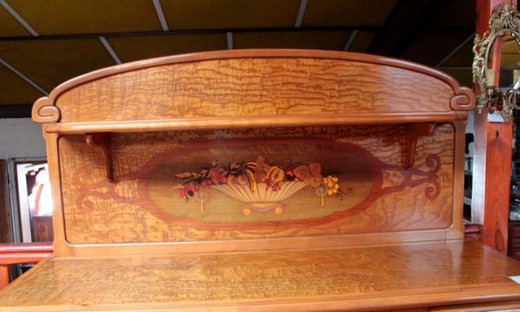 старинная мебель - шифоньер из палисандра и вишни, ар-нуво