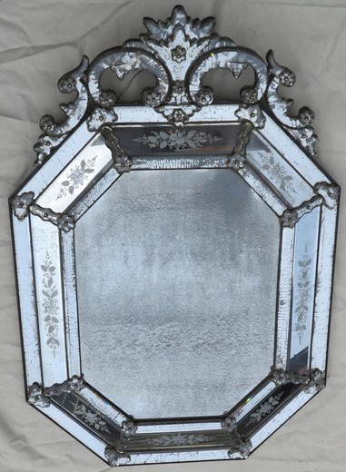 винтажное восьмиугольное зеркало с серебрением, 19 век