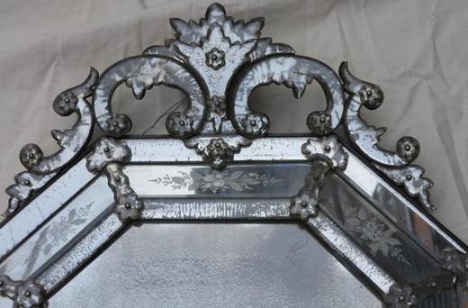 антикварное венецианское зеркало с серебрением, 19 век