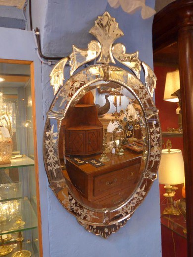 антикварное зеркало из муранского стекла, 19 век