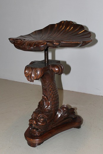 антикварный стул для пианино из лакированного дерева, 19 век
