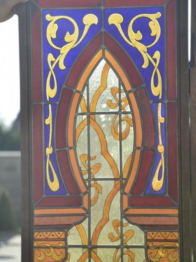 antique stained glass window XIX century