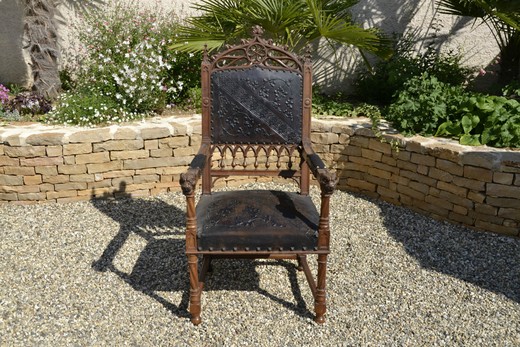 antique furniture walnut and leather armchair