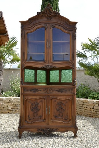 antique furniture corner display cabinet in walnut