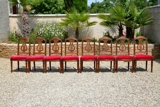 старинный набор стульев из ореха, стиль людовик 16